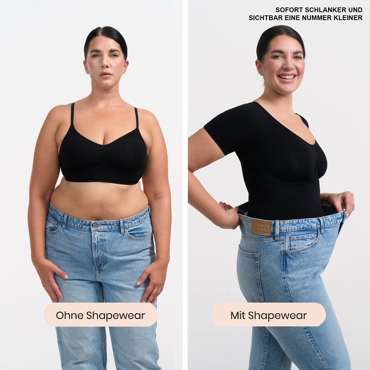 T-Shirt Bodysuit Sculpting Shapewear mit String - Secret Sale